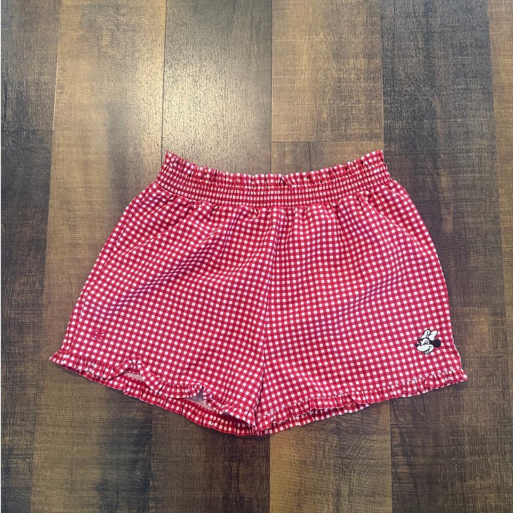 Albion Fit x Disney Minnie Gingham Ruffle Shorts Red Small